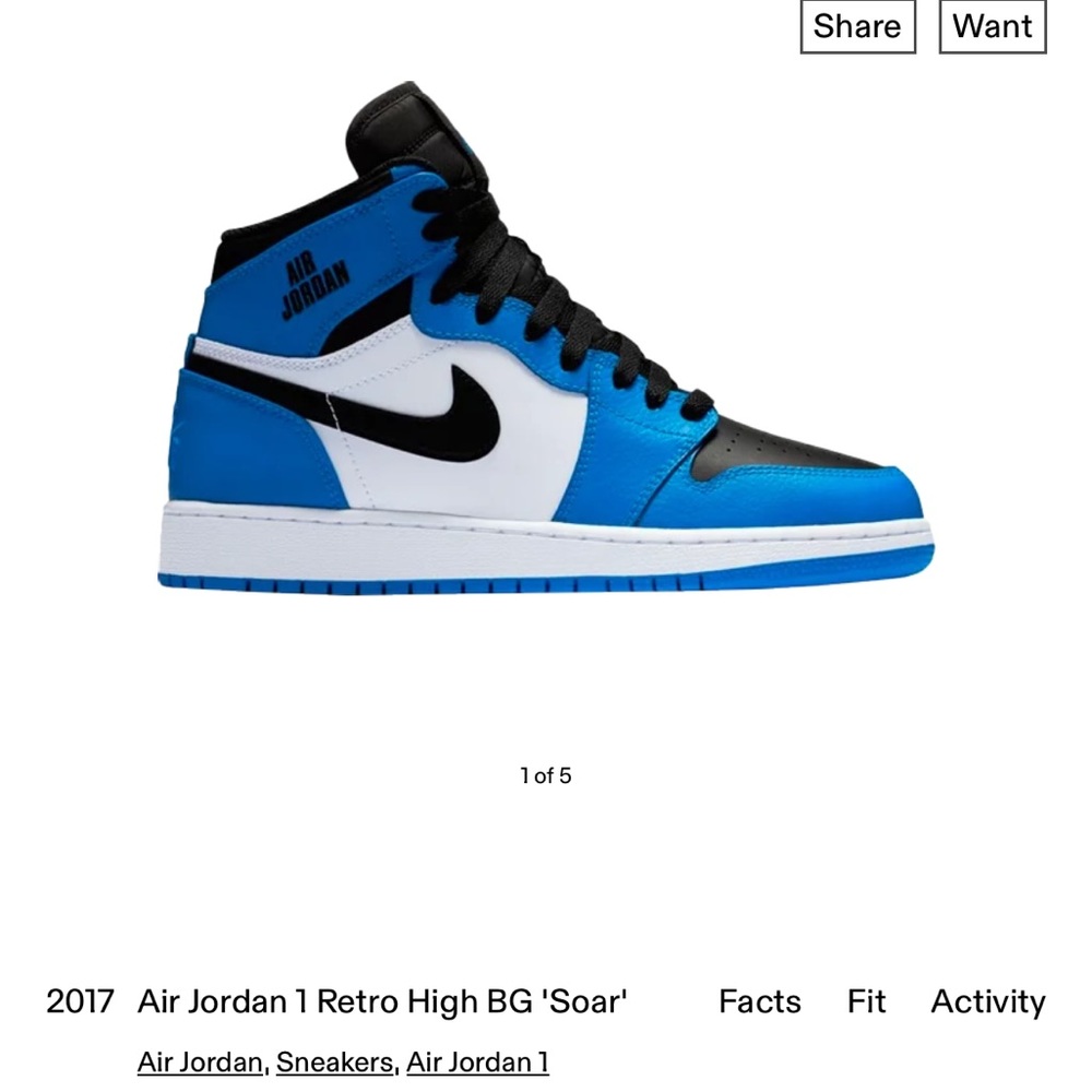Rare 2017 air Jordan retro 1 high BG soar